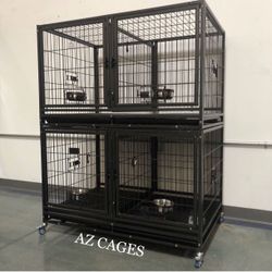 🌵Brandnew Top Quality Double Door Kennel Crate Cage 🐕 Dimensions: 43”L X 28”W X 50”H 