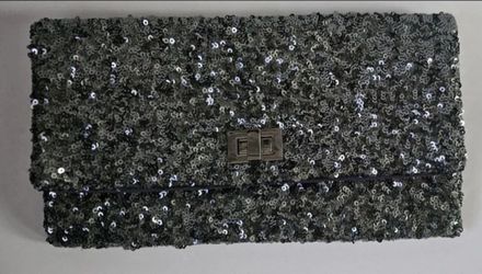 Dark Gray Sequin Evening Clutch Purse Crabtree & Evelyn Glam
