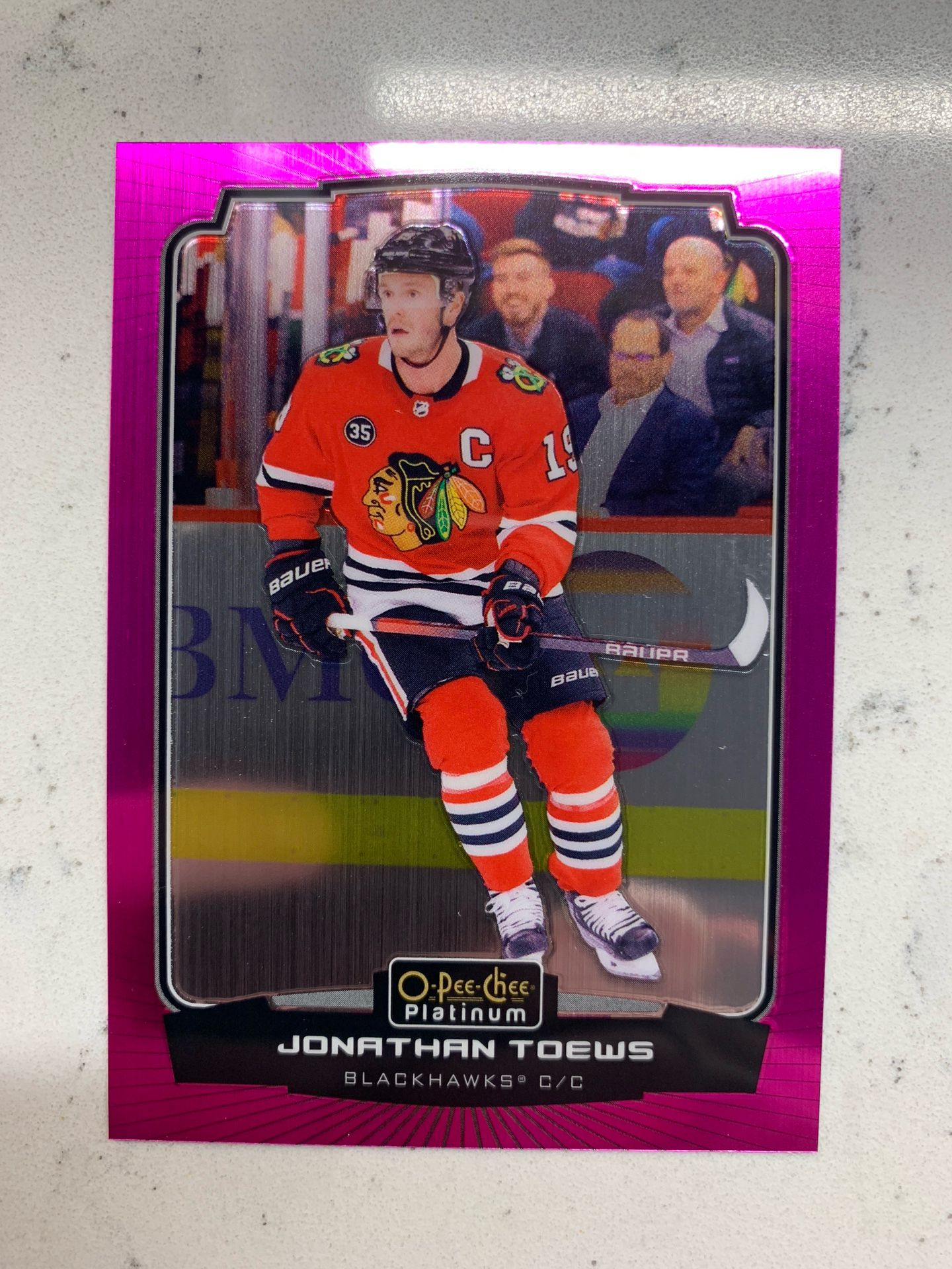 Jonathan Toews 22-23 OPC Matte Pink Chicago Blackhawks Hockey