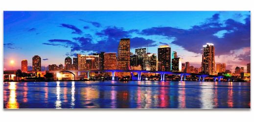Miami Skyline Panoramic Wall Art Print