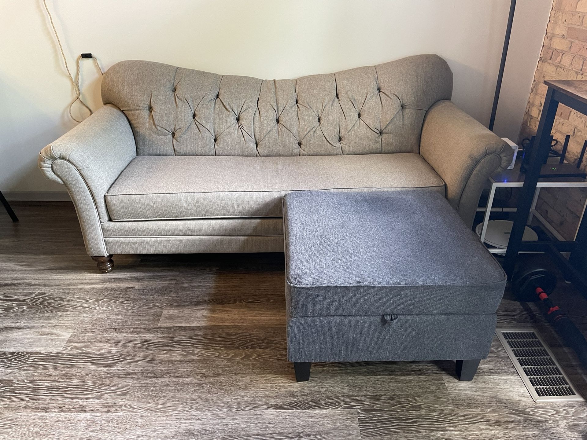 Tufted Sofa And Ottoman