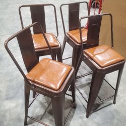 BRAND NEW 4 GIA COUNTER HEIGHT 24" HIGH BACK METAL STOOLS 