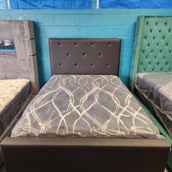 Full bed frame with mattress set