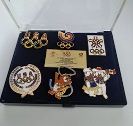 Olympic Mascots 1988 Calgary Pin Set of 6 in Box
