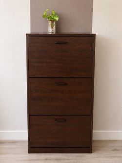 3-Tier Tilt-Out Shoe Cabinet -Dark