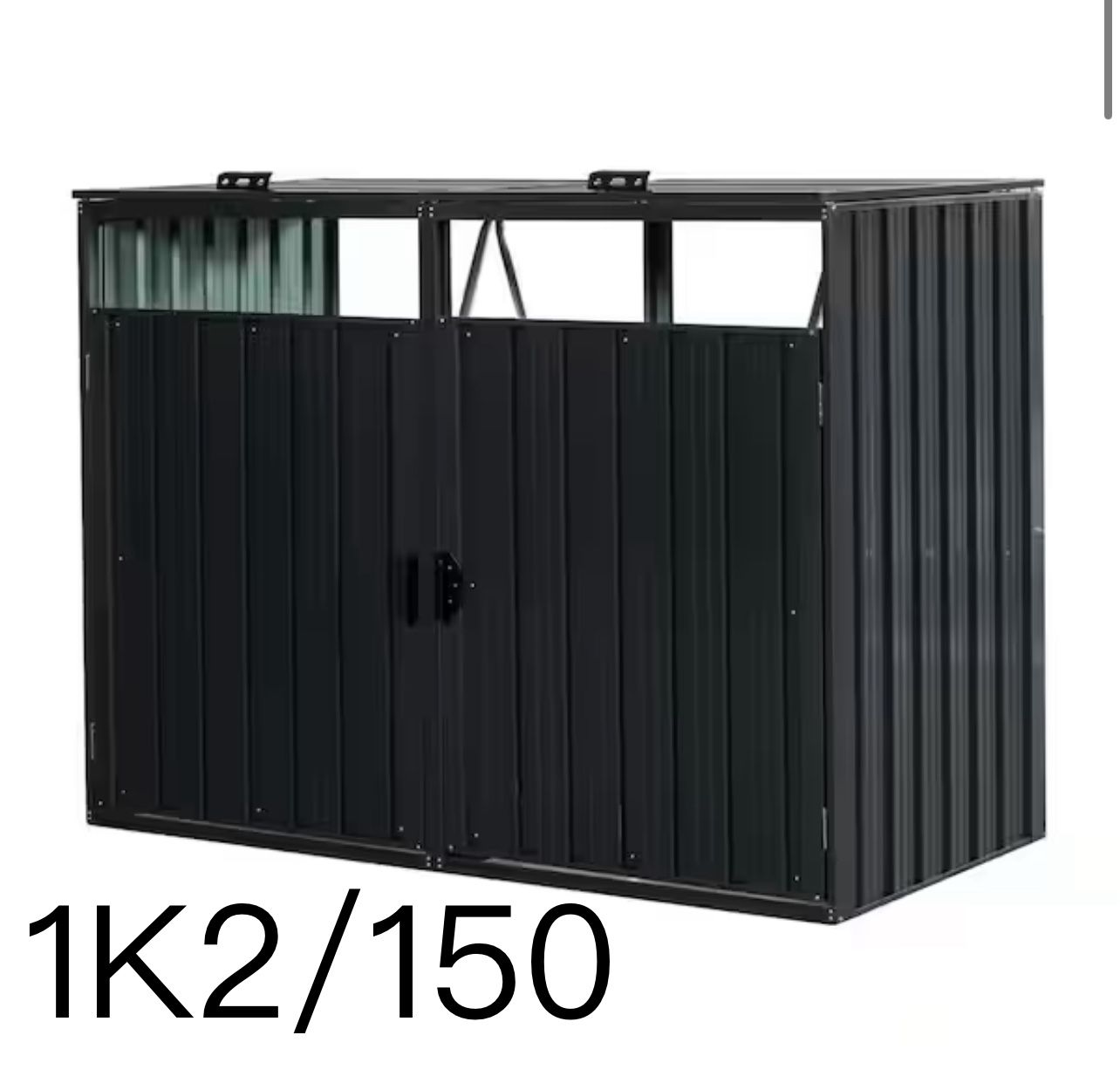 🔥63 in. W x 31 in. D x 48 in. H Galvanized Steel Trash Can Storage Horizontal Storage Shed for 2-Trash Cans
