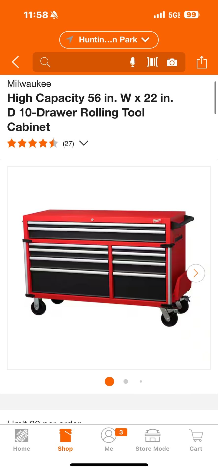 Milwaukee High Capacity 56 in. W x 22 in. D 10-Drawer Rolling Tool Cabinet