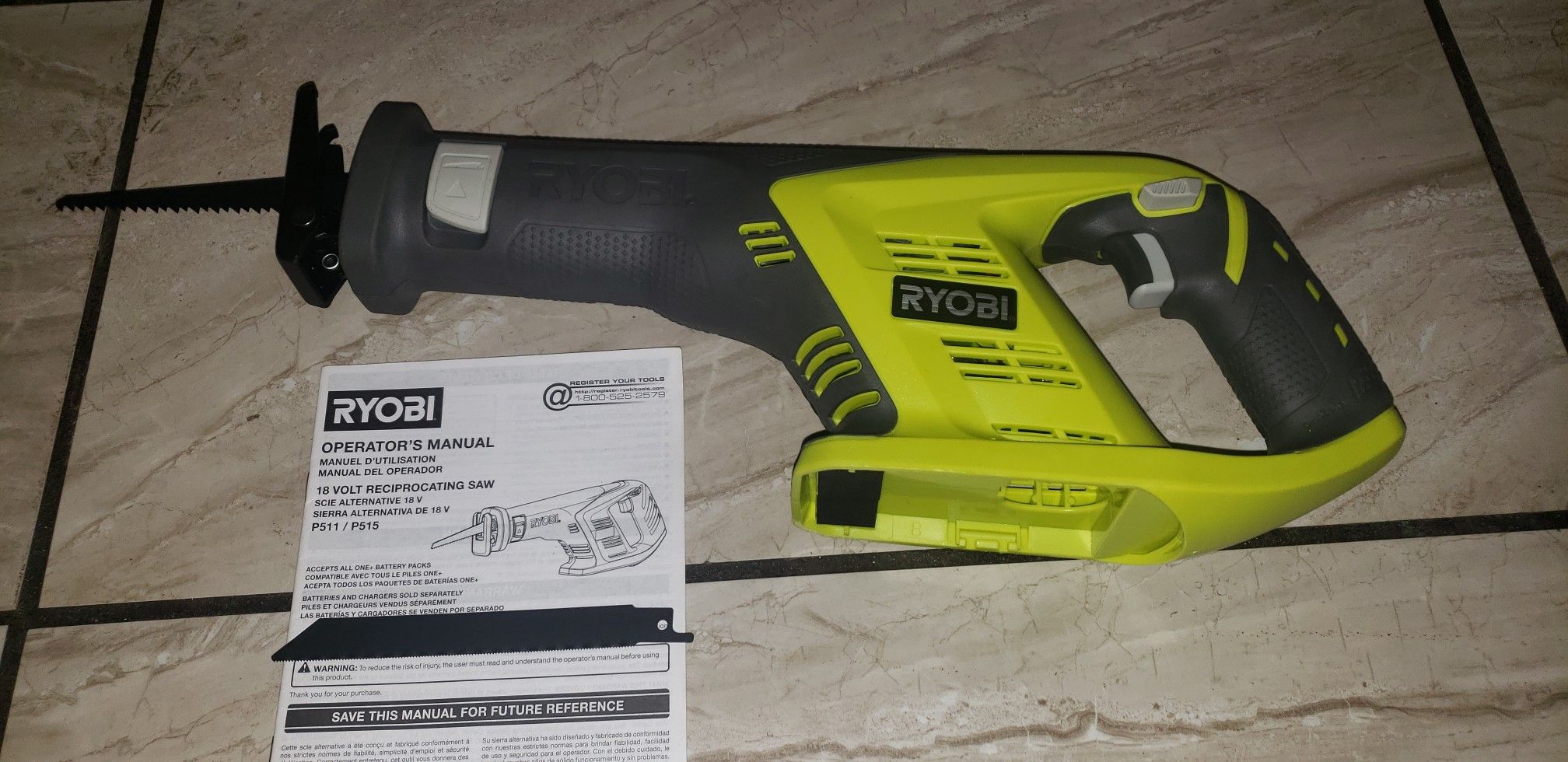 Ryobi 18 Volt Cordless Reciprocating Saw P515 new never used (TOOL ONLY)