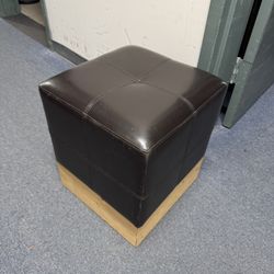 Black Leather Ottoman 