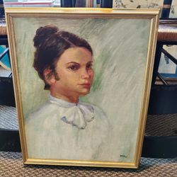 SIGNED PORTRAIT OIL ON CANVAS 