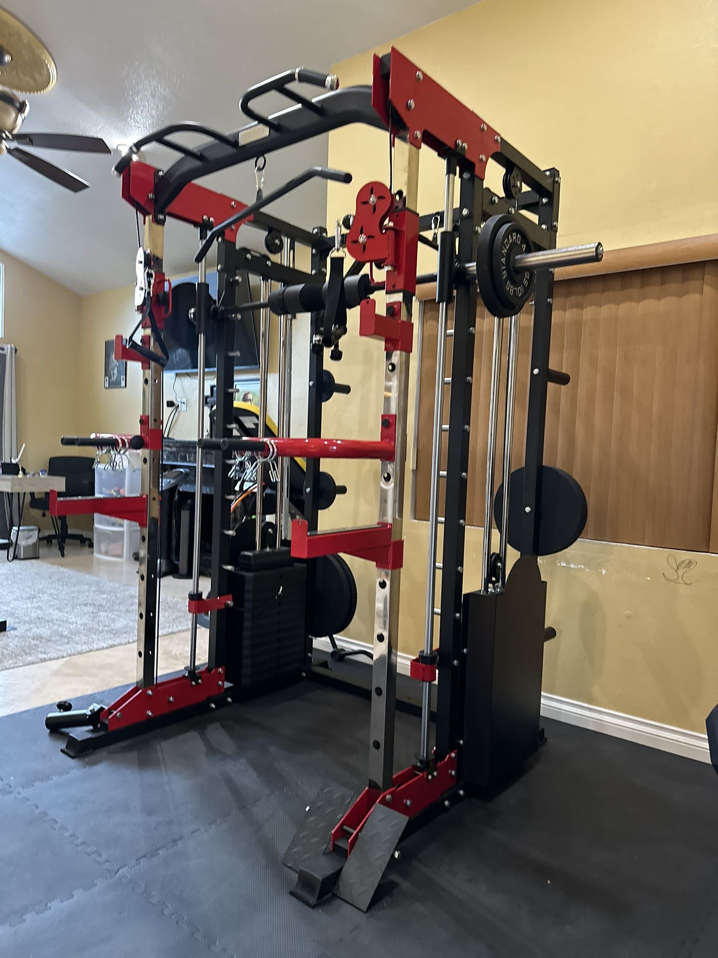 Smith Machine 200 Adjustable Bench 245lb Cast Iron Olympic Weights