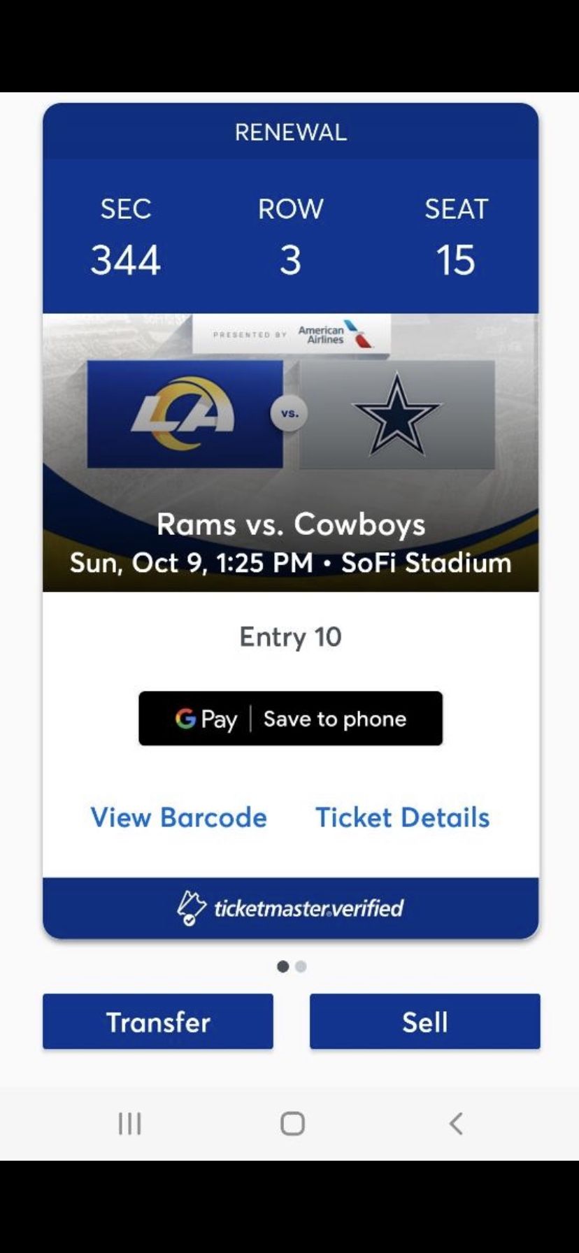 Rams Cowboys Tickets
