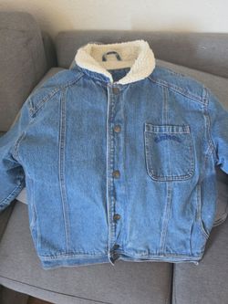 Camel denim sherpa jacket