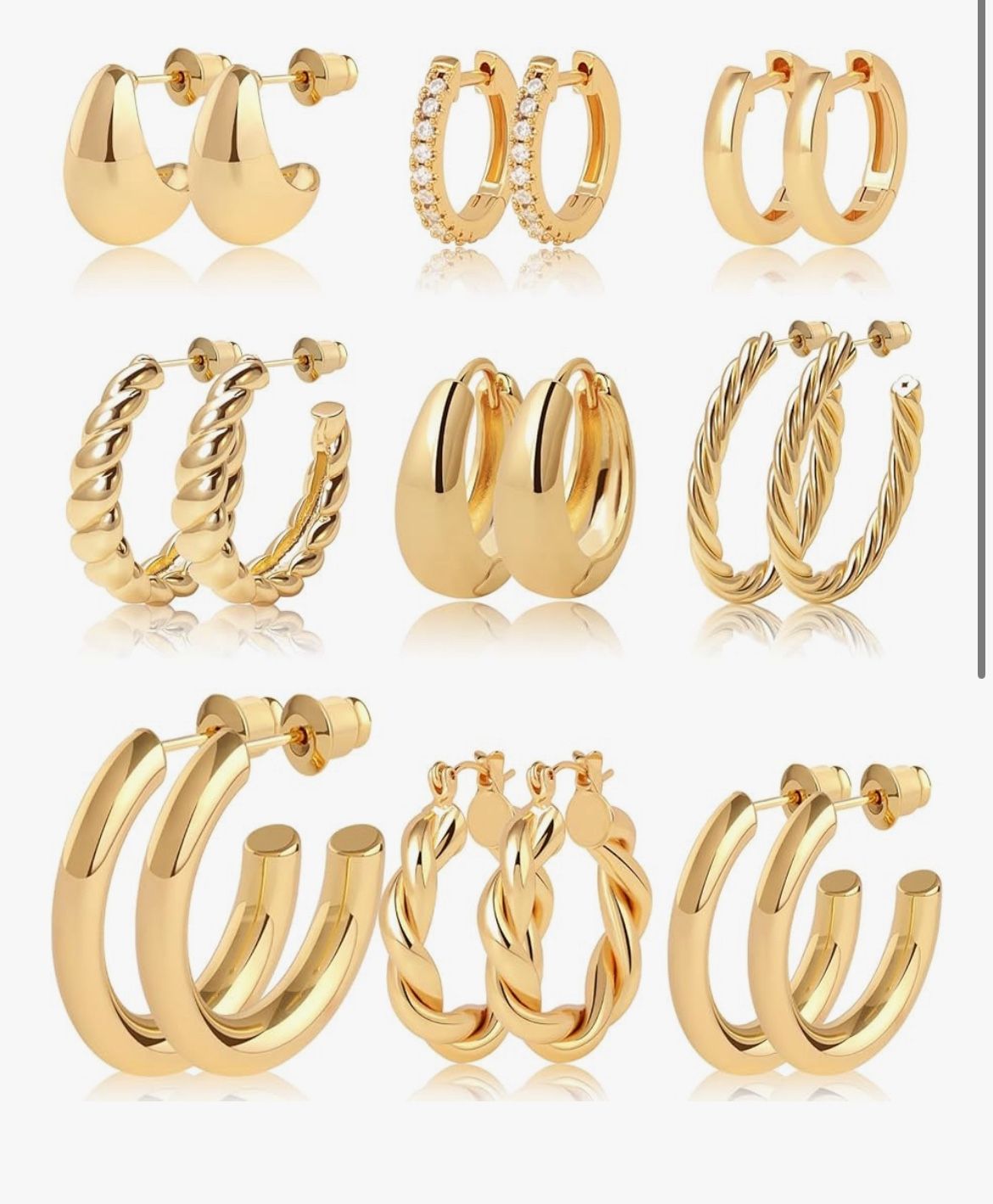 Brand: Ringcal Gold Hoop Earrings for Women Chunky Twisted Huggie Hoops Earrings Set 14K Real Gold Plated Christmas Gift for Women Brand New. Never be