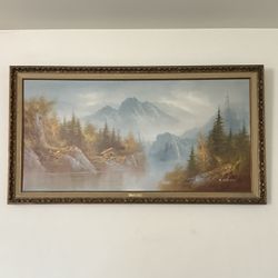 Vintage Framed Landscape Painting “Woodland Path”