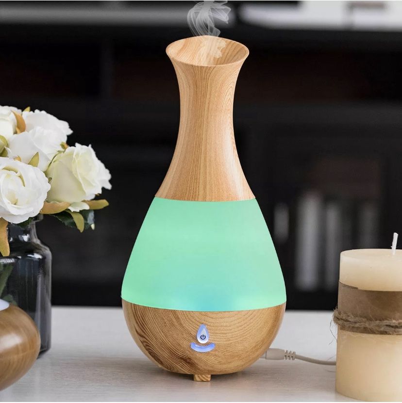 NEW Wood Grain Cool Mist Humidifier Ultrasonic Aroma LED Essential Oil Diffuser Home Office Bedroom