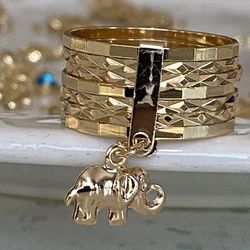 7day Elephant Gold Plated Ring 