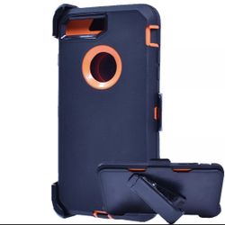 For iPhone 8 Plus Orange Black Belt Clip Case