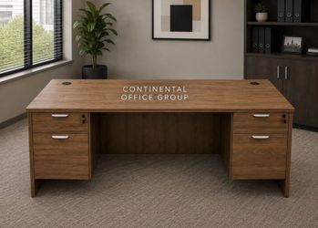 30X66 Desk in Walnut finish with (2) Hanging peds