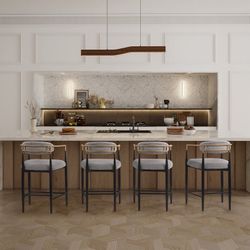 4pcs 25.8" Counter Stool, Modern Sleek Bar Chair, Bar Stools Grey Color 