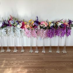 10-Tall Wedding Vases - 27.5” -with Cascading Flowers