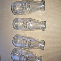 4 Glass Milk Bottles 