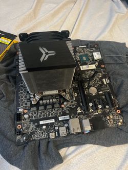Motherboard with CPU and CPU cooler