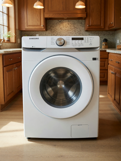Samsung White Front-Load Washing Machine with Digital Display in good condition