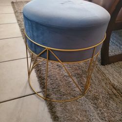 Small Gray and Gold Ottoman 
