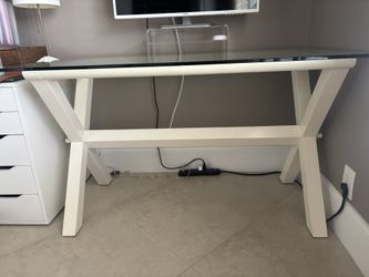 White Wood And Glass Desk