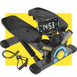 Stepper Machine with Resistance Bands, Mini Stepper with 300LBS Weight Capacity, Twist Stepper for Full Body Workout, Adjustable Step Height, Smooth a