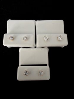 Gold-Tone over sterling silver Stud Earrings Set of 3