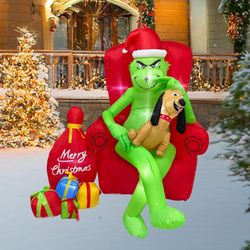 Christmas Inflatable Outdoor Decoration 6 FT The Grinch Blow Up Yard Patio Built-in LED Lights
