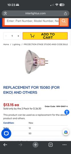 REPLACEMENT FOR 15080 (FOR EIKO) AND OTHERS