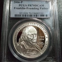 2006-P PCGS PR70DCAM Franklin Founding Father Silver Dollar Coin 