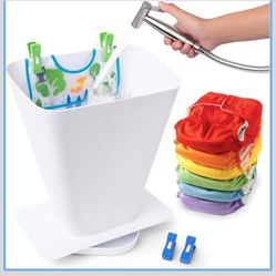 Cloth Diaper Sprayer Splatter Shield- Hands-Free Washing Bucket for Dirty Cloth Diapers for Babies, Clothing, Shoes- Nursery Essentials