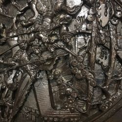 Wood Table With Chinese Pattern Deep Cherry  Strain 