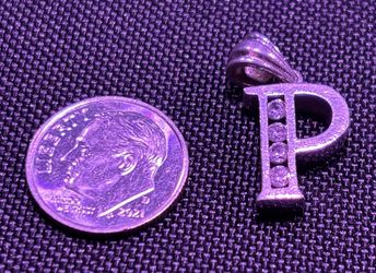 925 Sterling Silver “P” Initial Pendant – Iced Style