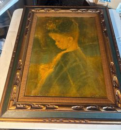 VTG "Precious" Painting on Canvas by  Armando Gentilini 18x24 Fine Wood Frame