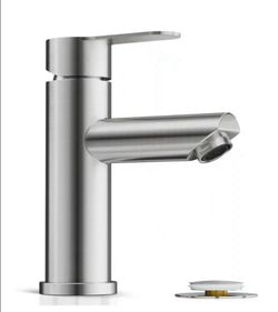 Phiestina Bathroom Faucet 1 Hole, Single Hole Single Handle RV Bathroom Sink Faucet, with Metal Pop Up Drain Brushed Nickel