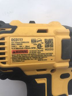 DEWALT DCD777B 20V Brushless Lithium Ion Drill Driver Bare Tool Used