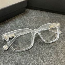Silver & Clear Chrome Heart Glasses 
