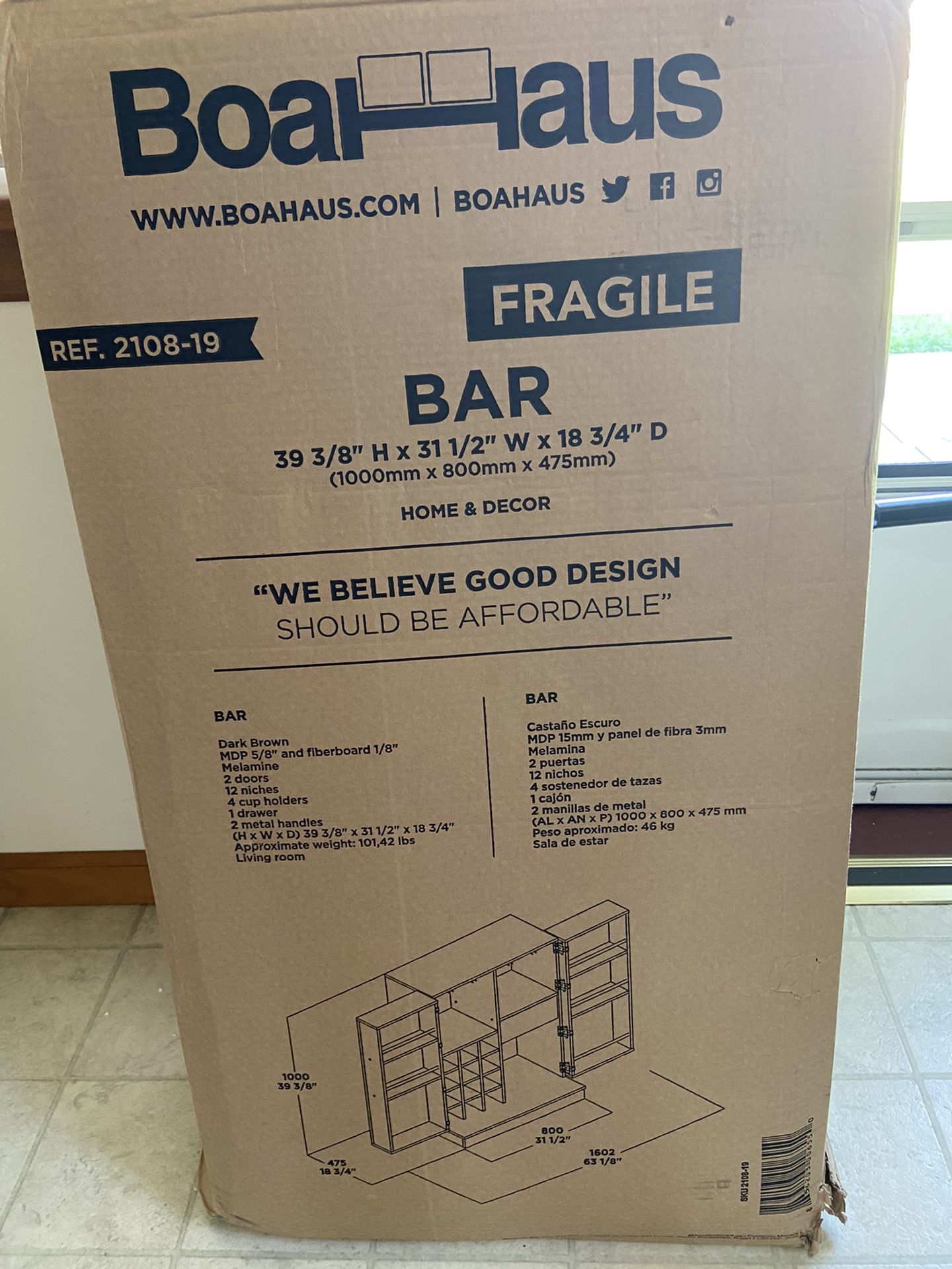 Bar Cabinet Still In the pkg