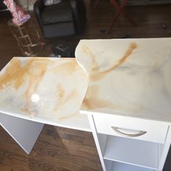 White/Gold Marble Top Desk 