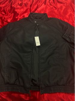 hollister leather jacket zip up