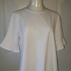 Liz Clairborne White Short Sleeve Blouse/Top (Size M)
