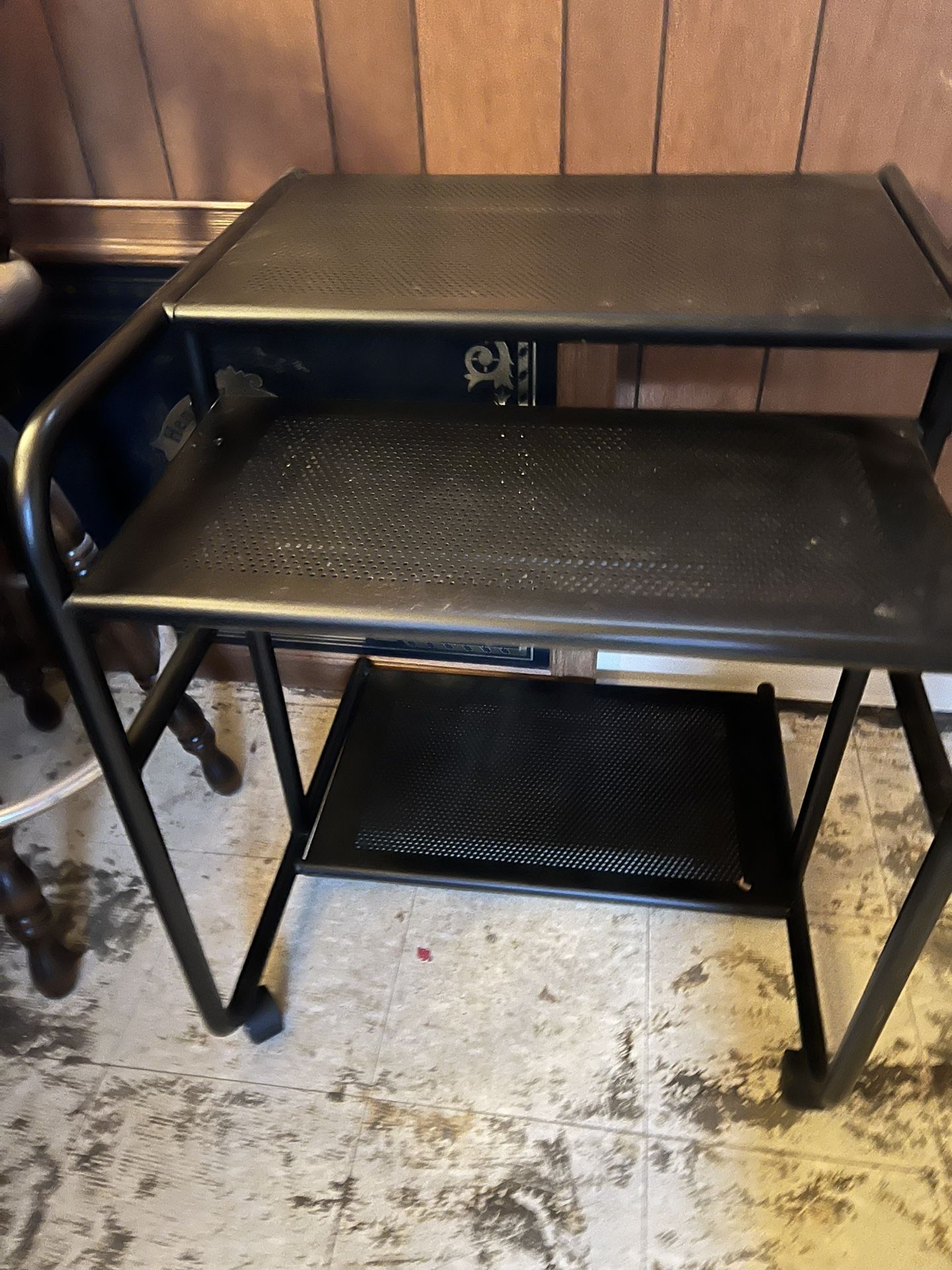 Black Metal Rolling Shelf 26” Wide & 33” Height
