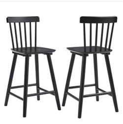 Pair of Black Spindle Back Bar Stools