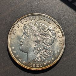 1921 Morgan Silver Dollar Choice Uncirculated Rainbow Toned