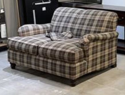 Ralph Lauren down filled loveseat sofa over $9k new! Classic Polo Plaid, Like new, delivery